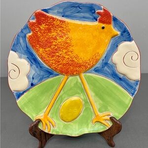 St Michael Chicken & Egg Decorative Plate & Stand 9.5”